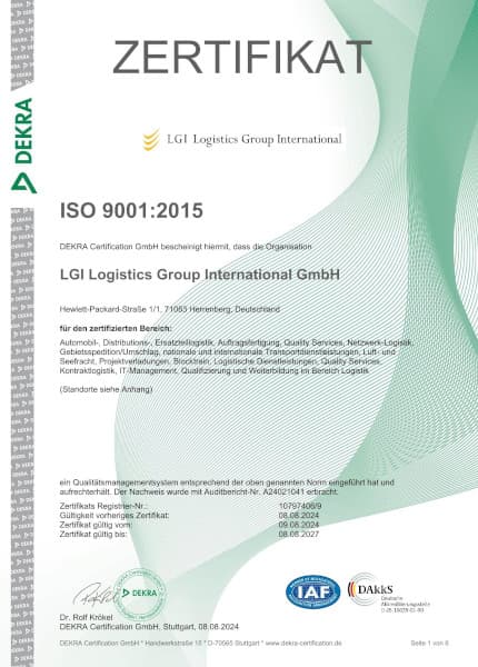 ISO 9001 Zertifikat - LGI